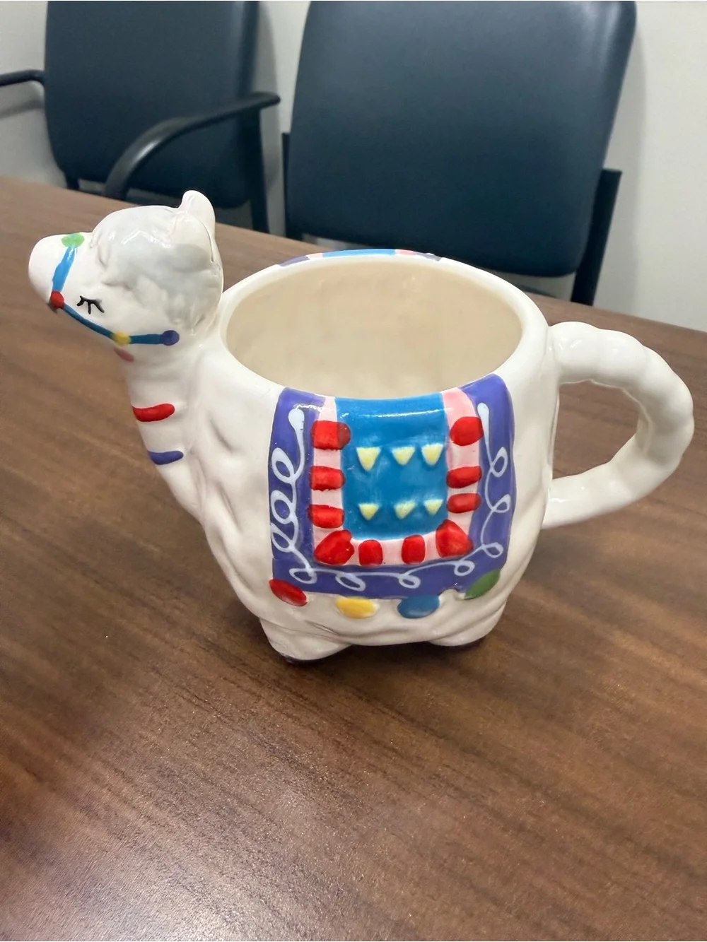White Llama Mug with Colorful Accents!! For anyone who loves Llamas